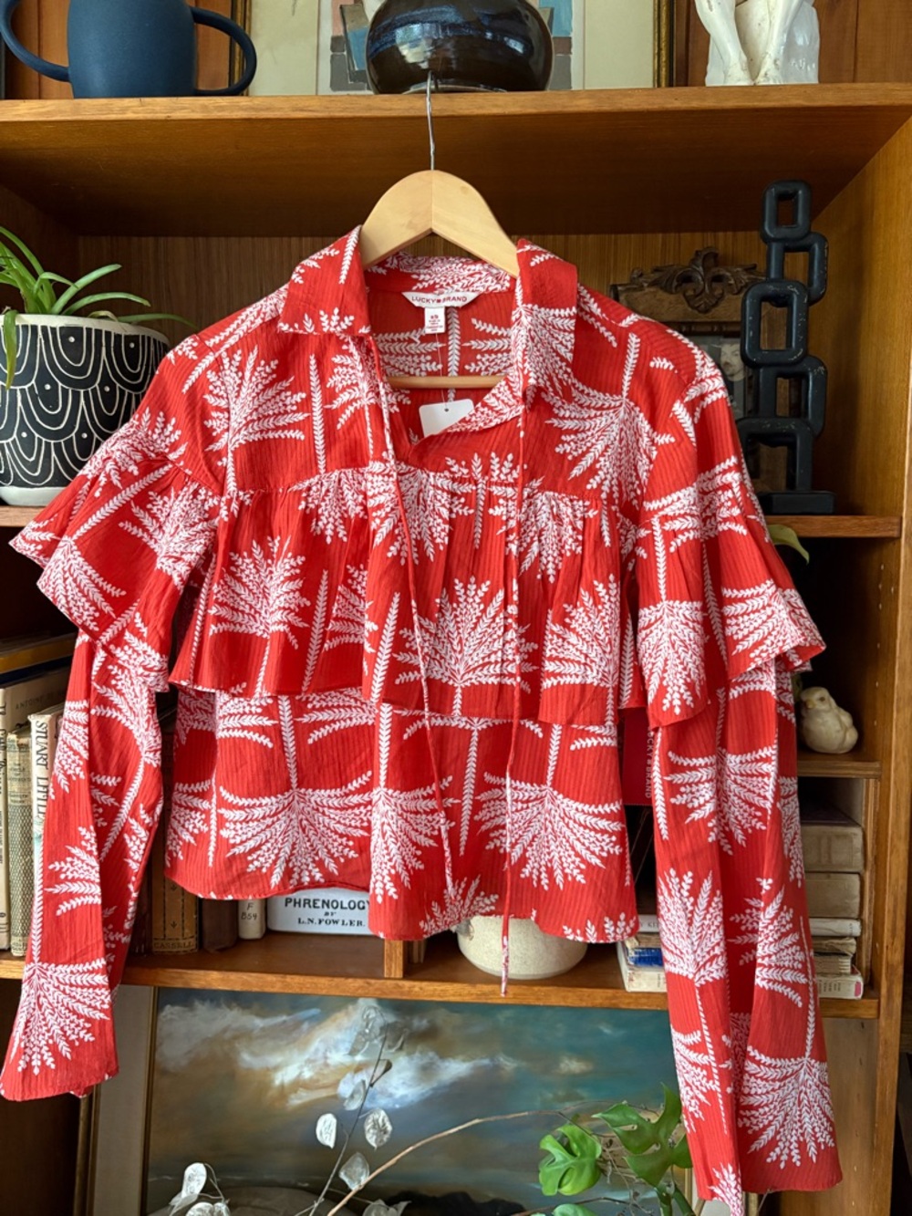 Lucky Brand Aurora Ruffle Blouse M NWT